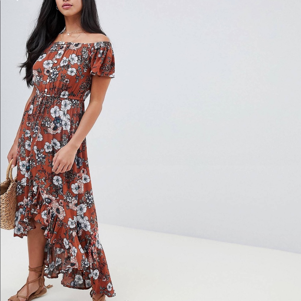 ASOS Petite Bardot Dress with High Low Hem
